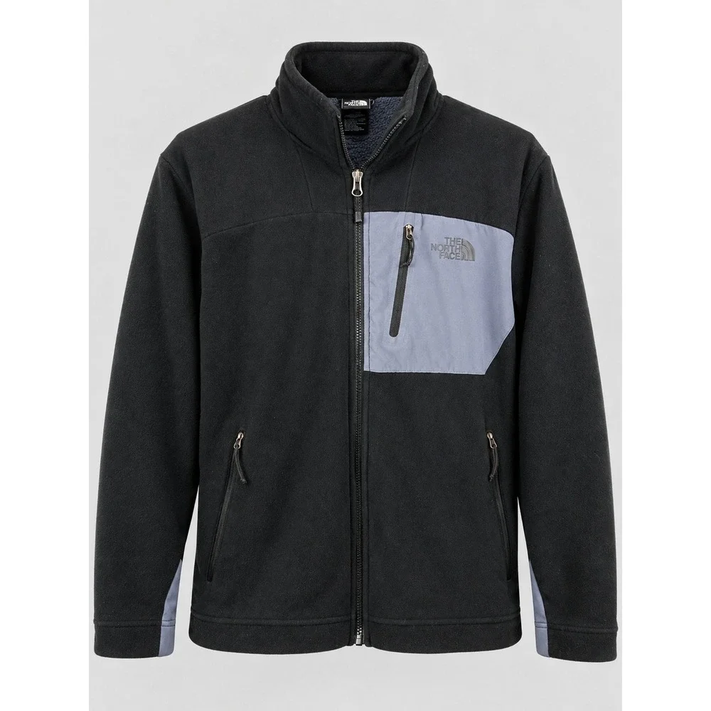 The North Face Fleece Jacket Mens Medium Black Sherpa Lined Full Zip Logo Fall